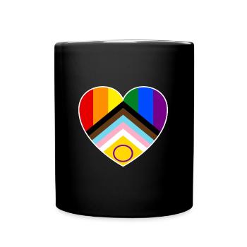 Nouvelles couleurs du drapeau de la fierté en forme de cœur lgbtqia+ - Mug uni - noir - Devant