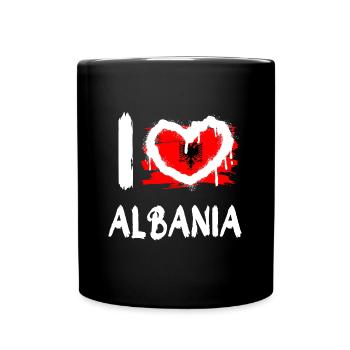 I love Albania / Ich Liebe Albanien Land Länder - Tasse einfarbig - Schwarz - Vorne