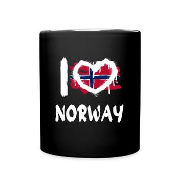 I love Norway / Ich Liebe Norwegen Land Länder - Tasse einfarbig - Schwarz - Vorne