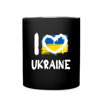 I love Ukraine / Ich Liebe Ukraine Land Länder - Tasse einfarbig - Schwarz - Vorne