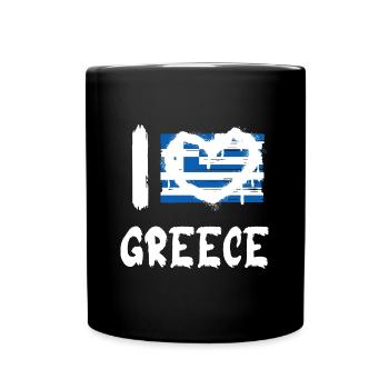 I love Greece / Ich Liebe Griechenland Land Länder - Tasse einfarbig - Schwarz - Vorne
