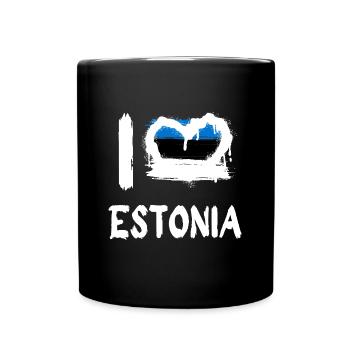 I love Estonia / Ich Liebe Estland Land Länder - Tasse einfarbig - Schwarz - Vorne