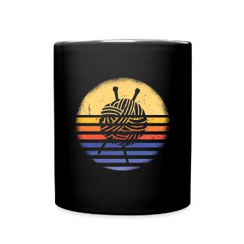 Crocheteur Retro Sunset Crochet - Mug uni - noir - Devant
