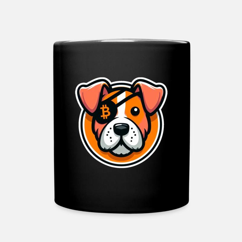 Hund mit Bitcoin Augenklappe - Tasse einfarbig - Schwarz