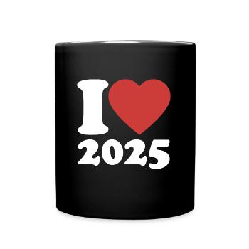 I Love 2025 - Heart - Happy New Year - Full Colour Mug - black - Front