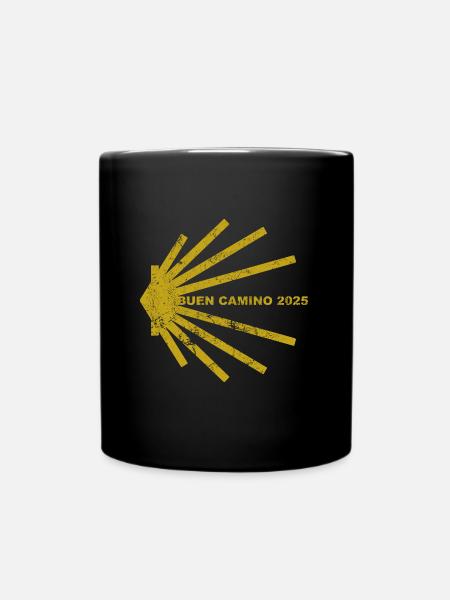 Buen Camino 2025 - Chemin de Saint-Jacques-de-Compostelle - Coquille de pèlerin - Mug uni - noir