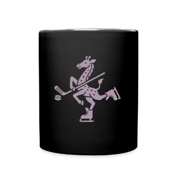 Giraffe Eishockey Silhouette Minimalistischer Puck - Tasse einfarbig - Schwarz - Vorne
