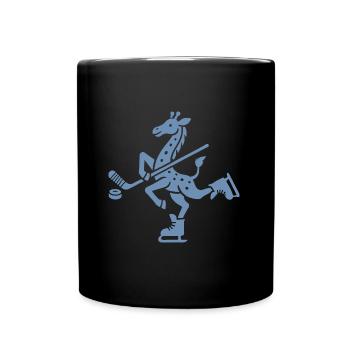 Giraffe Eishockey Silhouette Minimalistischer Puck - Tasse einfarbig - Schwarz - Vorne