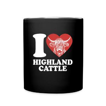 I Love Highland Cattle - Heart - Cow - Cattle Breeding - Full Colour Mug - black - Front