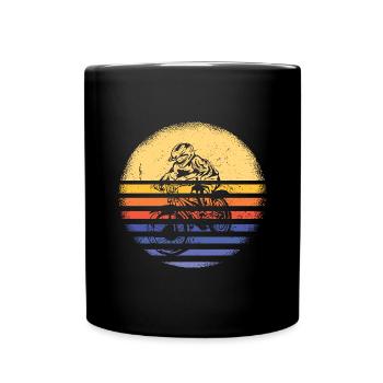 Biker Retro Sunset Mountain Biking - Full Colour Mug - black - Front