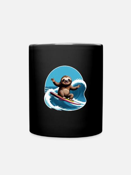 Faultier beim Surfen auf Hawaii - Tasse einfarbig - Schwarz