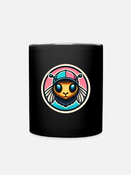 Biene mit Kappe in Pastellfarben - Tasse einfarbig - Schwarz