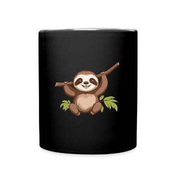 Mignon paresseux suspendu à un arbre - Mug uni - noir - Devant