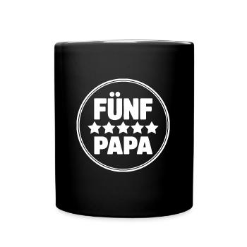 Fünf Sterne Papa - der beste Papa auf der Welt - Tasse einfarbig - Schwarz - Vorne