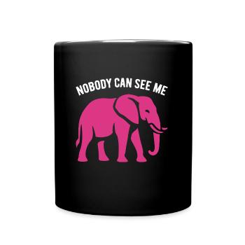 Rosa Elefant - Nobody can see me - Geschenk - Tasse einfarbig - Schwarz - Vorne
