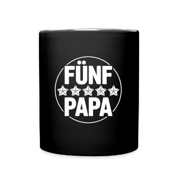 Fünf Sterne Papa - der beste Papa auf der Welt - Tasse einfarbig - Schwarz - Vorne