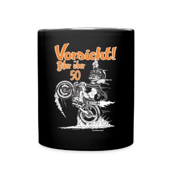 Bikerdesign Biker über 50 - Tasse einfarbig - Schwarz - Vorne