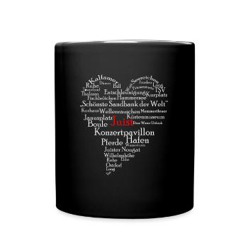 Juist Herz weiss - Tasse einfarbig - Schwarz - Vorne