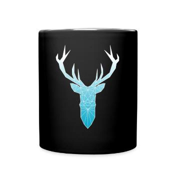 Deer head in triangle design (light blue) - Full Colour Mug - black - Front