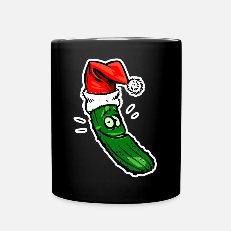 Weihnachtsgurke mit Santa Muetze - Tasse einfarbig - Schwarz