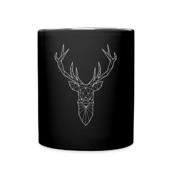 Tête de cerf dans le design triangle (blanc) - Mug uni - noir - Devant