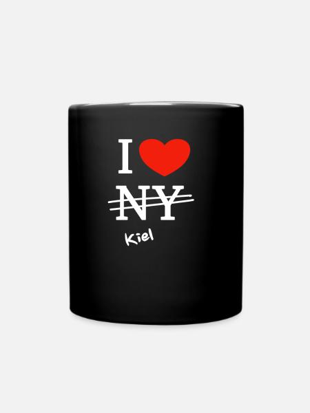 Ich liebe Kiel - I love Kiel - Tasse einfarbig - Schwarz