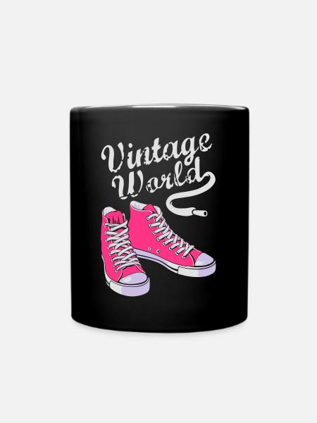 Vintage-Turnschuhe - Tasse einfarbig - Schwarz