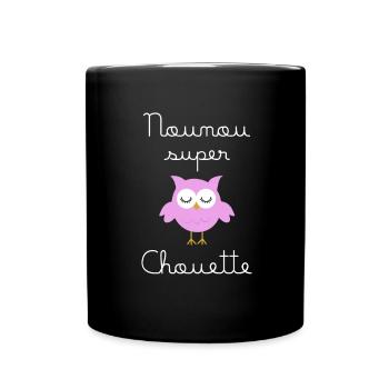 Nounou super chouette (écrit blanc) - Mug uni - noir - Devant