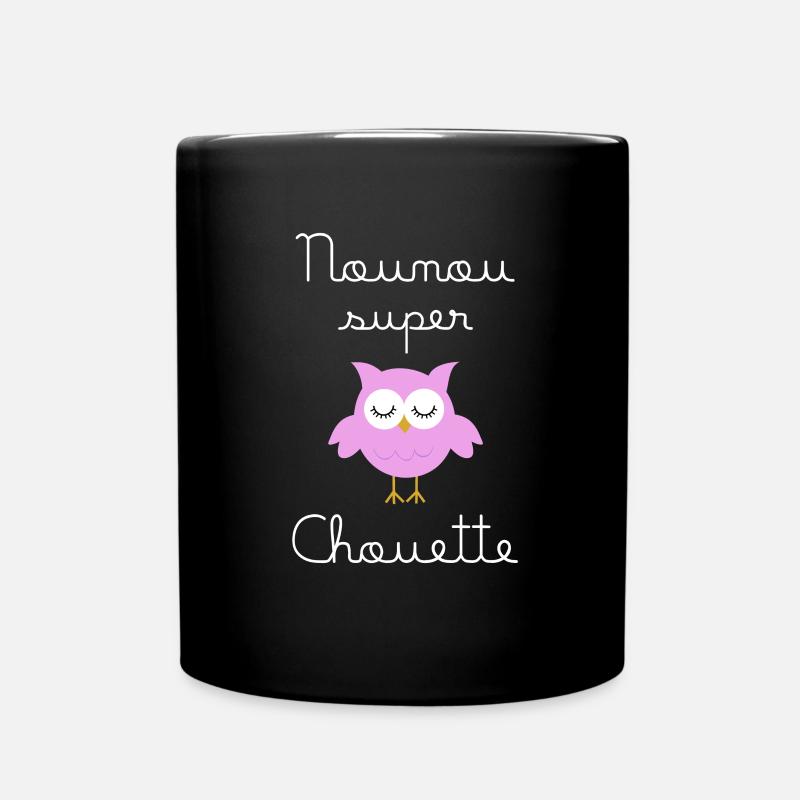 Nounou super chouette (écrit blanc) - Mug uni - noir