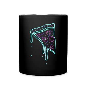 Neon Retro Pizza Time Gift - Full Colour Mug - black - Front
