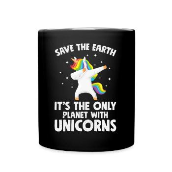 Licornes Sauver la terre - Mug uni - noir - Devant