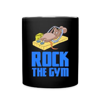Fitness mouse bodybuilding weightlifting mouse trap - Full Colour Mug - black - Front