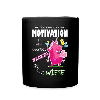 Tanzende motivation - Einhorn - Tasse einfarbig - Schwarz - Vorne