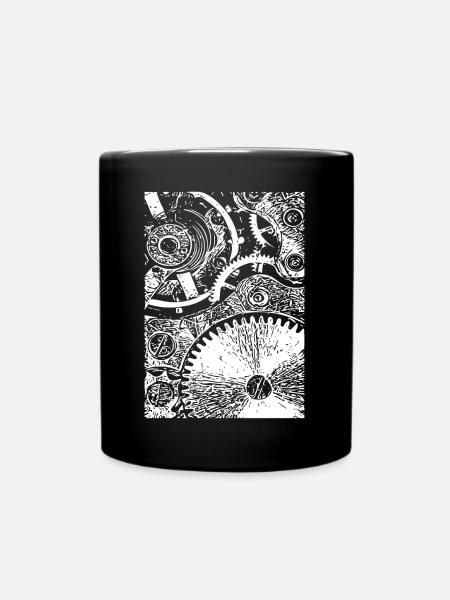 Zahnrad Clockwork Muster - Tasse einfarbig - Schwarz