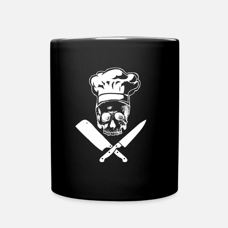 Koch Beruf Totenkopf Messer Geschenk - Tasse einfarbig - Schwarz