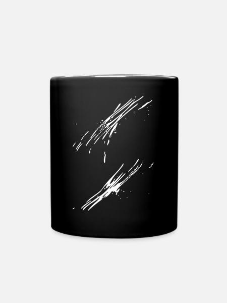 Schwarzweiß Pinselstrich Design - Tasse einfarbig - Schwarz