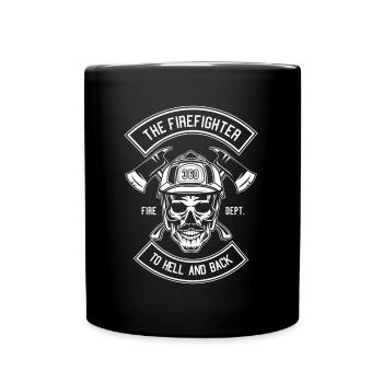 Feuerwehrmann Feuerwehr Skelett Untoter Axt Feuer - Tasse einfarbig - Schwarz - Vorne