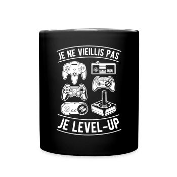 Je ne vieillis pas je level-up - Mug uni - noir - Devant