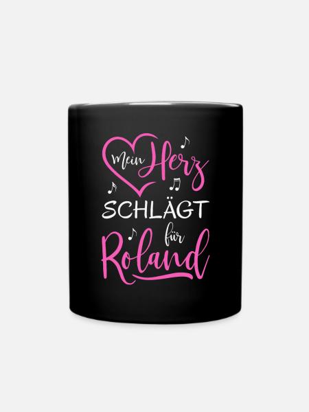 Mein Herz schlägt für Roland - Tasse einfarbig - Schwarz