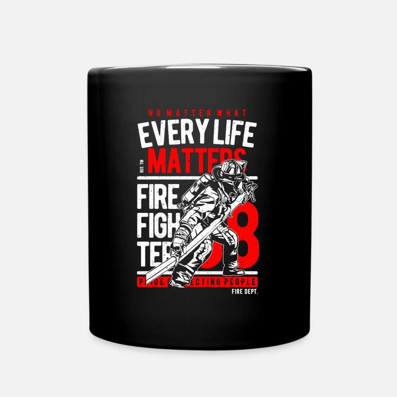 Feuerwehr Jedes Leben Zählt - Tasse einfarbig - Schwarz