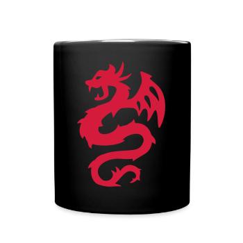 Feuerdrache Silhouette Print - Tasse einfarbig - Schwarz - Vorne