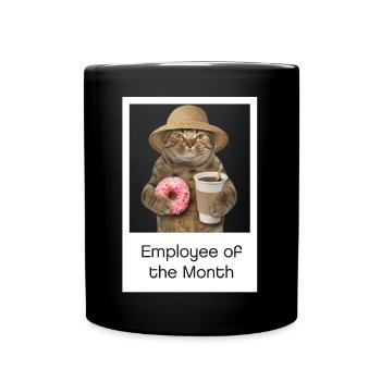 Cat Design -Cat Shirt - Employee of the month - Full Colour Mug - black - Front