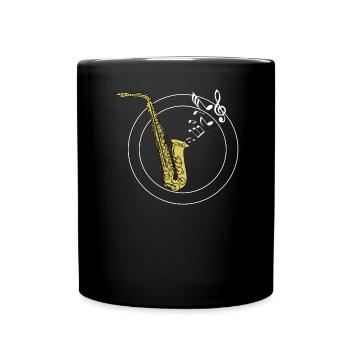 Saxofon - Tasse einfarbig - Schwarz - Vorne