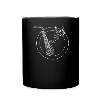 Saxofon - Tasse einfarbig - Schwarz - Vorne