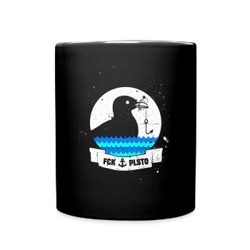 Recycling - Gegen Plastik - Vogel - Tasse einfarbig - Schwarz - Vorne