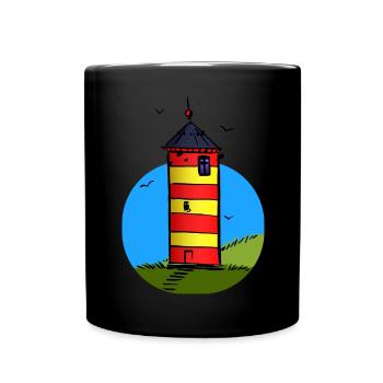 Leuchtturm Pilsum Wahrzeichen - Tasse einfarbig - Schwarz - Vorne