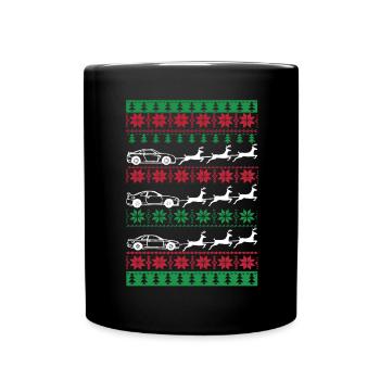 Ugly Christmas Car Reindeer Sleigh - Full Colour Mug - black - Front