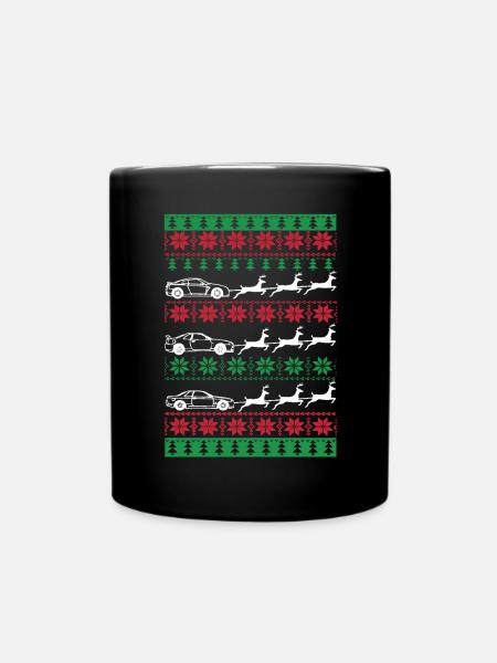 Hässlicher Weihnachtsauto-Ren-Pferdeschlitten - Tasse einfarbig - Schwarz
