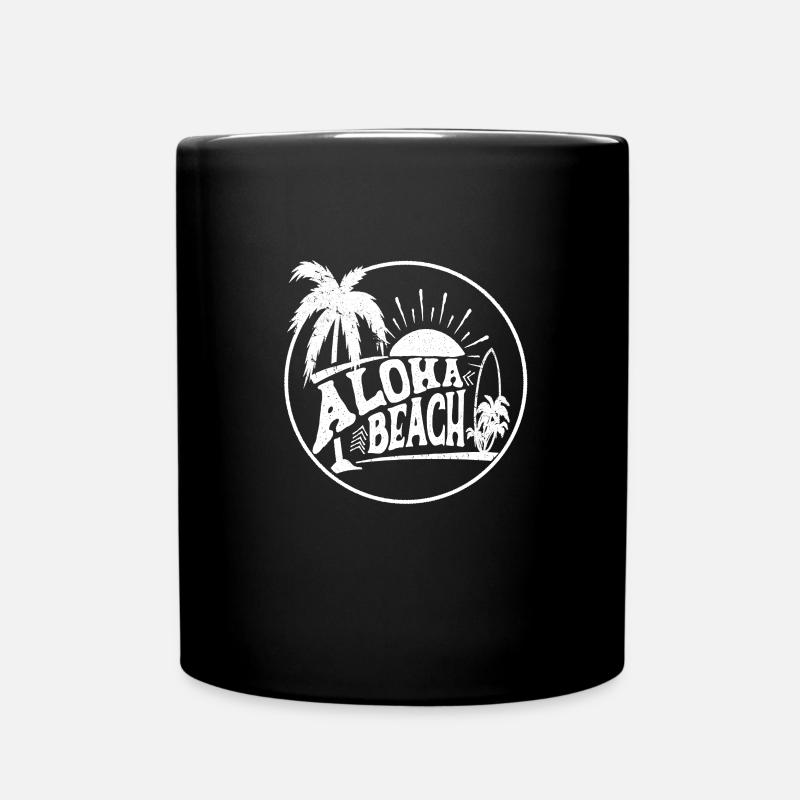 Insigne Palmiers de la plage Aloha Coucher de soleil - Mug uni - noir