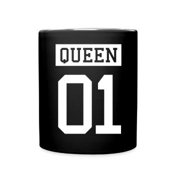 QUEEN 01 Partnerlook - Tasse einfarbig - Schwarz - Vorne
